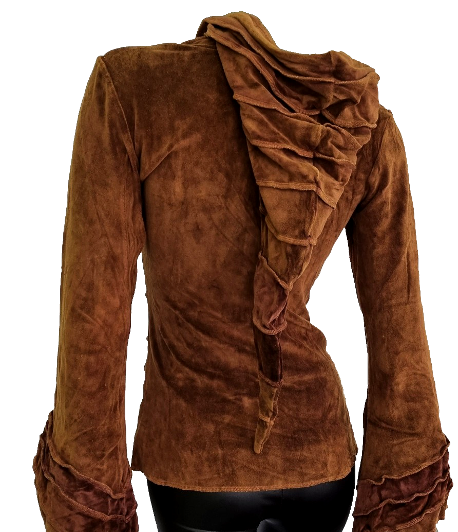 Gugel Zipfeljacke Samt Vintage Look Goa Ethno Gothic Medieval Hippie Gr.34/36