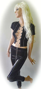 Zeige Bild Sexy Crop Top mit Strasskette Ripptop Gr.34-40 2