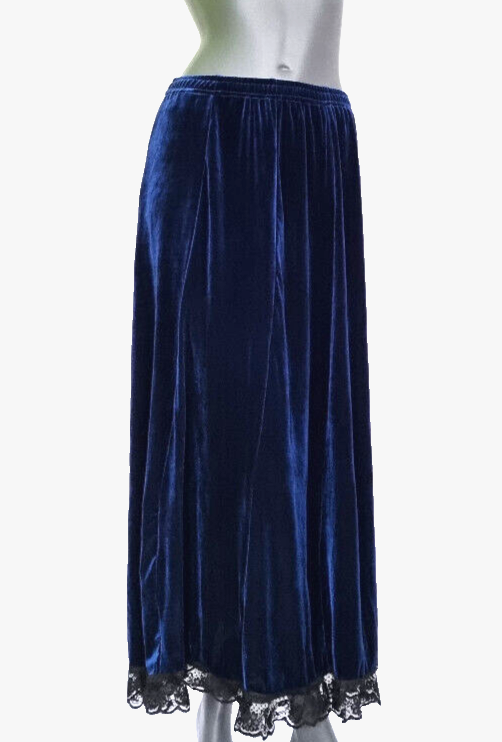 Maxirock Samtrock  Gothic Witch Punk Larp  Medieval blau  Gr.34-38