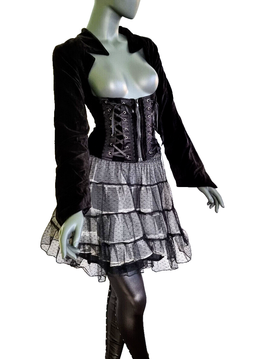 Samtjacke Miederjacke Corsagenlook Blazer underbust Steampunk Gothic Gr. 34/36