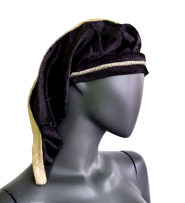 Mittelalter LARP Haube Brokat beige Gugel Zipfelmütze Erwachse