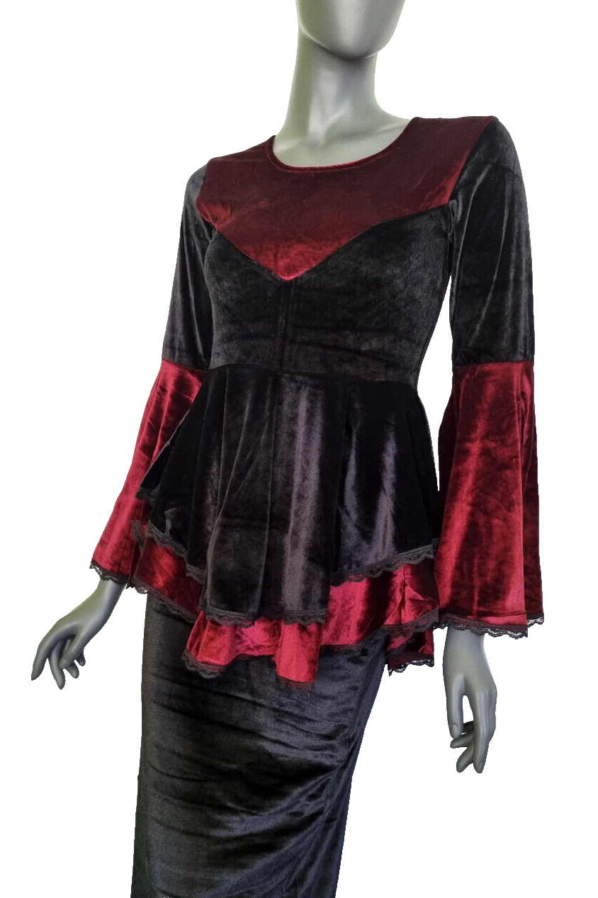 SamtTunika  Gothic  Witch Medieval Victorian schwarz Larp Gr.34-38