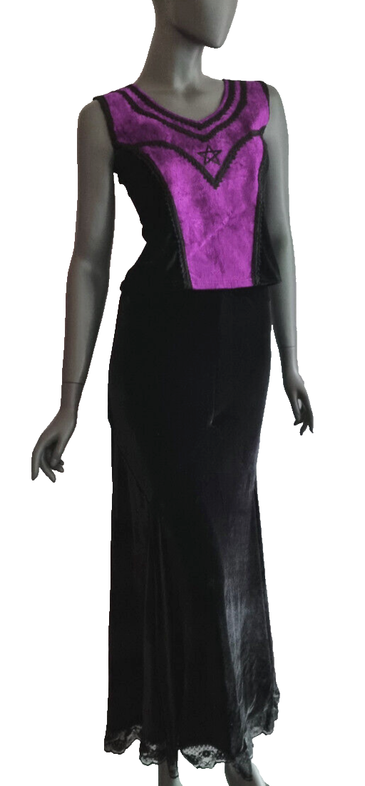 Corsagentop Schnürung Samt Pentagramm Gothic Punk Medieval Witch violett Gr. M36
