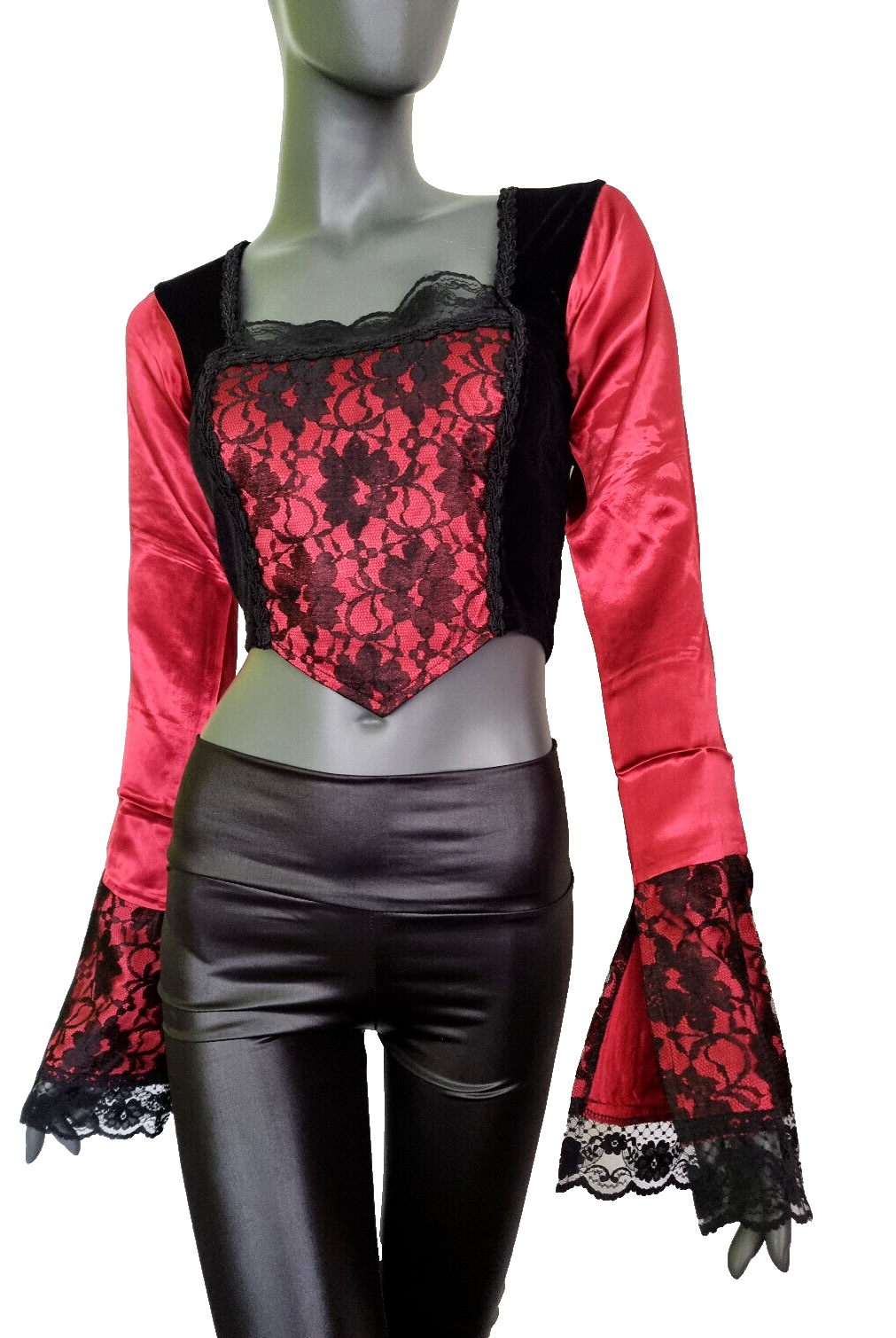 Miedertop Samt Spitze Gothic victorian barock schwarz Gr. 34-38