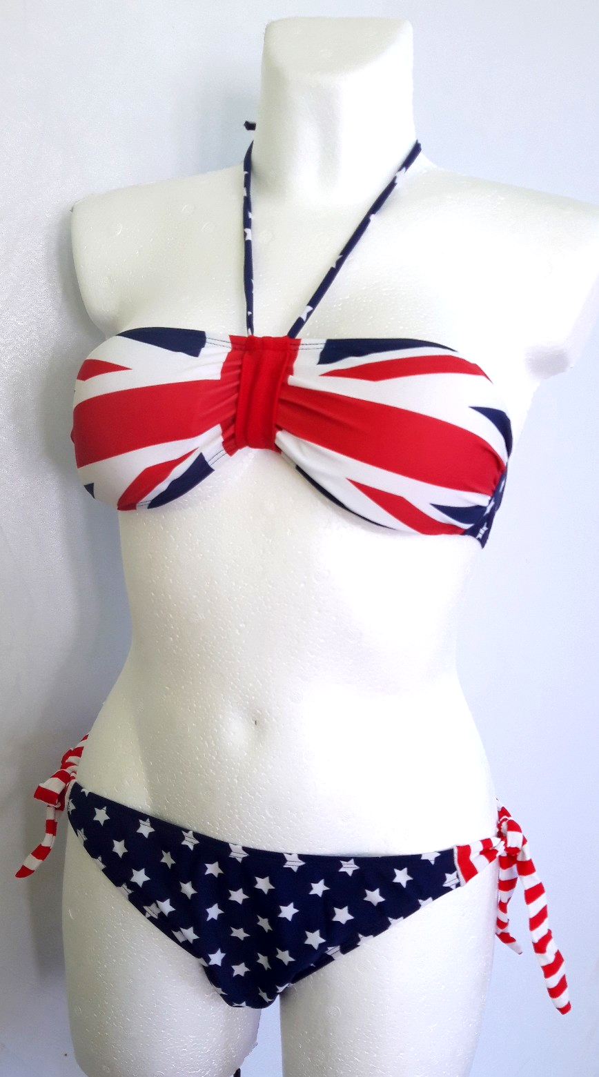 Neckholder Bikini Oberteil Bandeau Union Jack Gr.S/34