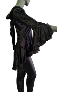 Gugel Samttunika schwarz Spitze Gothic Punk Medieval Gr.36/38