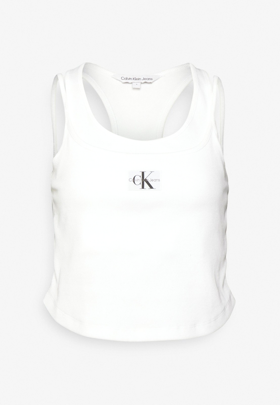 Calvin Klein Badge Rib double Layer Top crop Gr.XL