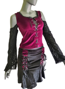 Zeige Bild Samtshirt Schnürung Spitzenärmel off shoulder Gothic schwarz Gr. 38-42 4