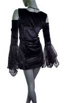 Zeige Bild Bäres Samt Longshirt Kleid Gothic  Witch Medieval Punk schwarz Spitze  Gr.38-42 4