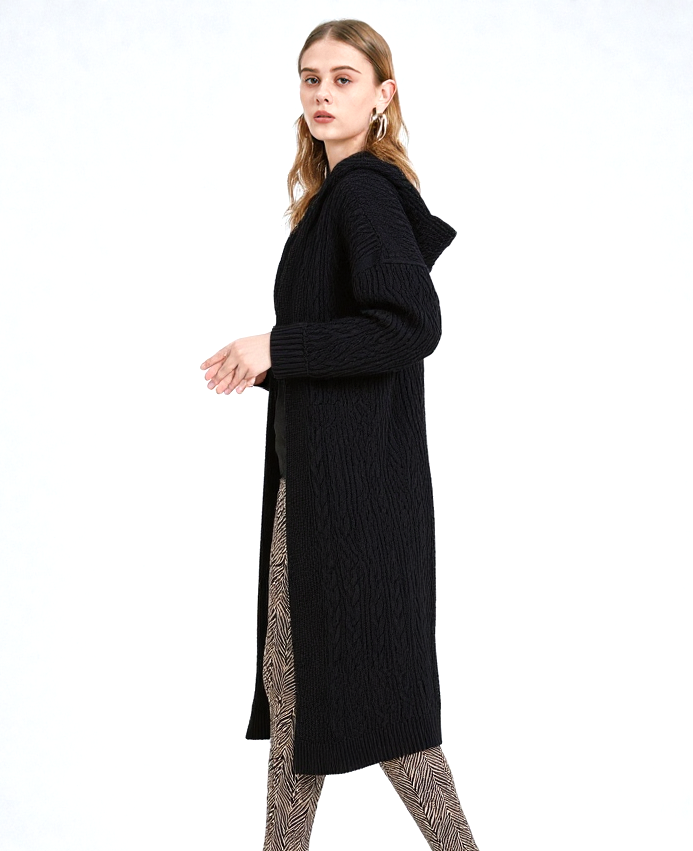 Aniston Strickjacke Longjacke Kapuze schwarz onesize 46-48