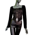 Zeige Bild SamtBluse  Miederbluse Gothic Larp Witch Punk Medieval schwarz Gr. 38-40 3