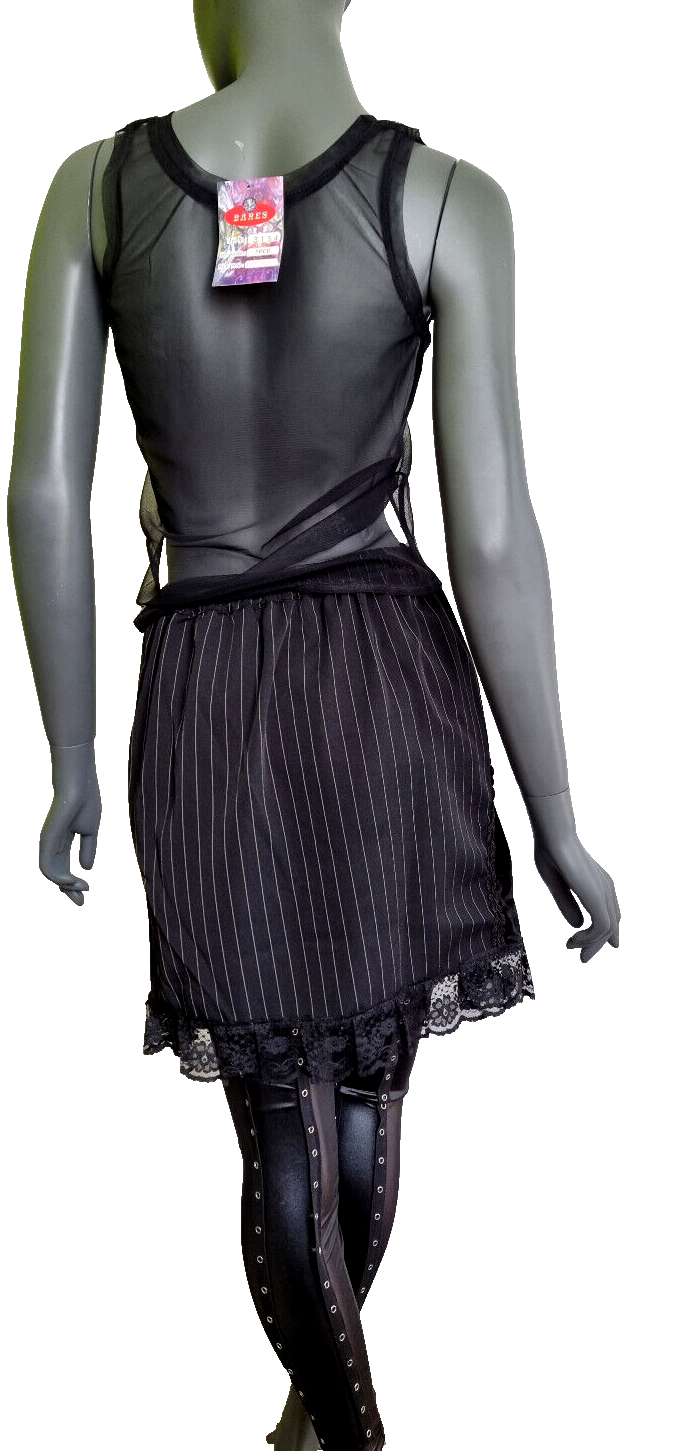 Rock Corsagenschnürung Gothic Punk Rock Pinstripe  schwarzrot Gr. 34-38 freesize