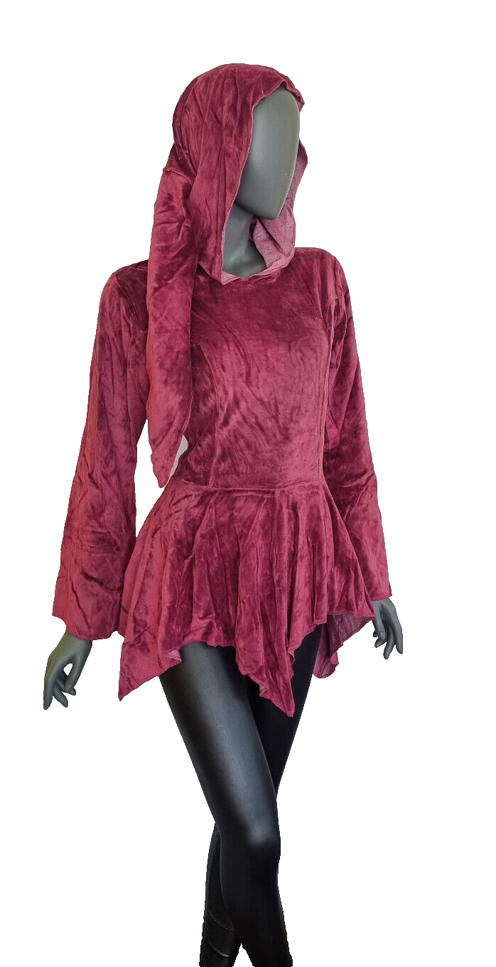 Gugel Nickisweater Vintage Look Mittelalter Gothic Pixie  rot  Gr.34-38 kl.40