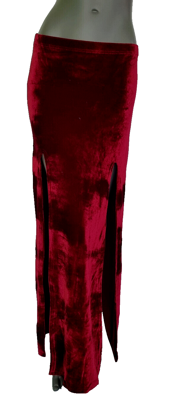 Maxirock Samtrock 2 Schlitze dunkelrot Gr.34-38