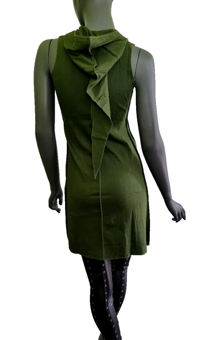 Gugel Longshirt Kleid Medieval Pixie Boho grün Gr.34/36 kl.38