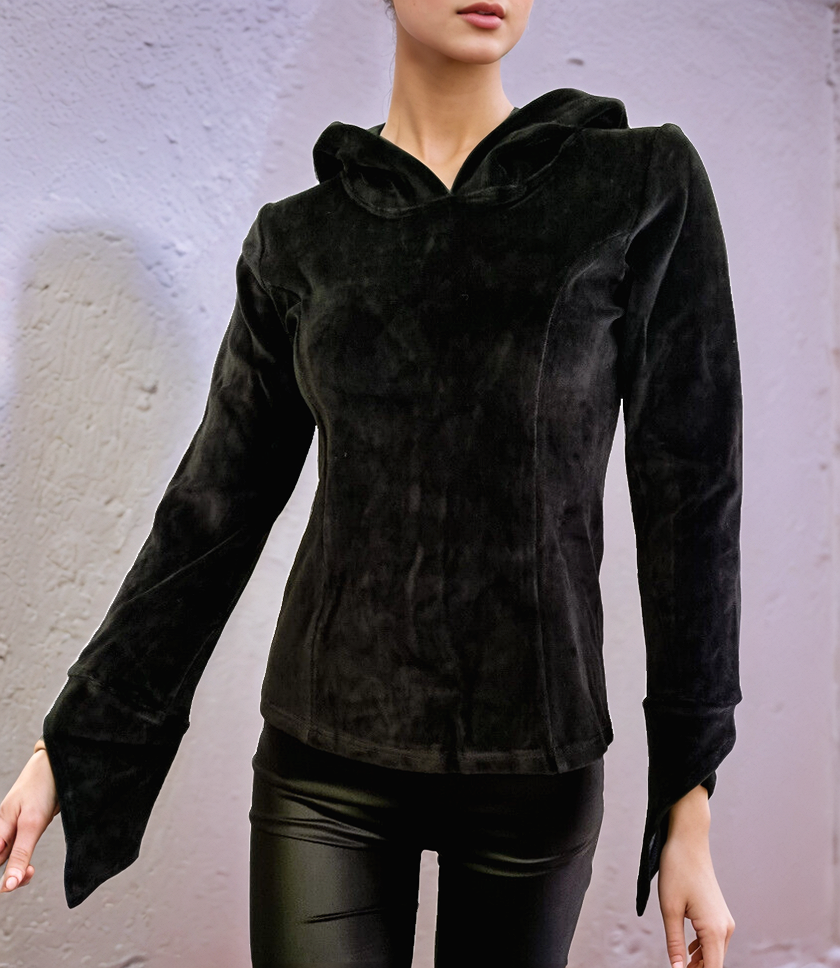 Gugel Nickisweater Medieval Gothic Pixie Larp Rock Gr.34/36 kleine 38