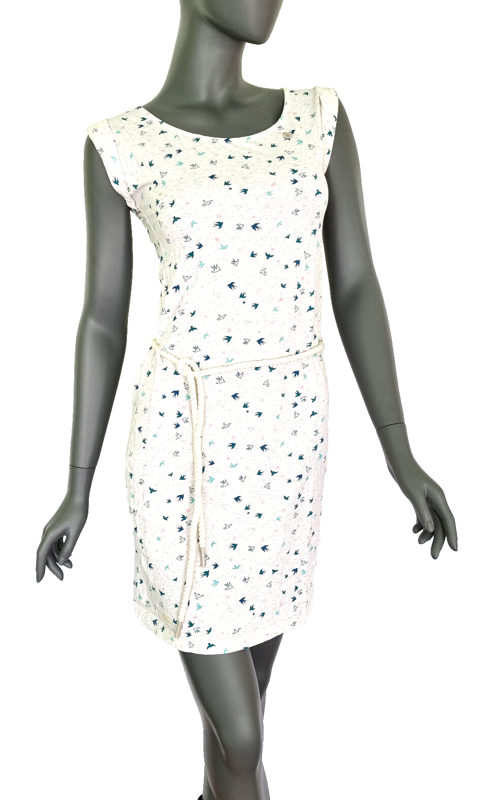 Ragwear Tammi Birds Sommerkleid mit Gürtel wollweiss melange Gr.XS,S,M