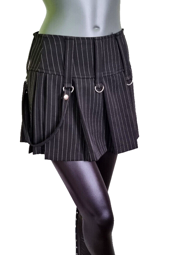 Bäres Pinstripe Faltenrock Punk Gothic Steam Gr.34/36