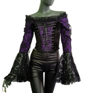 Zeige Bild Samt Carmenbluse Mieder Spitze viktorian Barock Gothic Punk Corsagenbluse 36/38 2