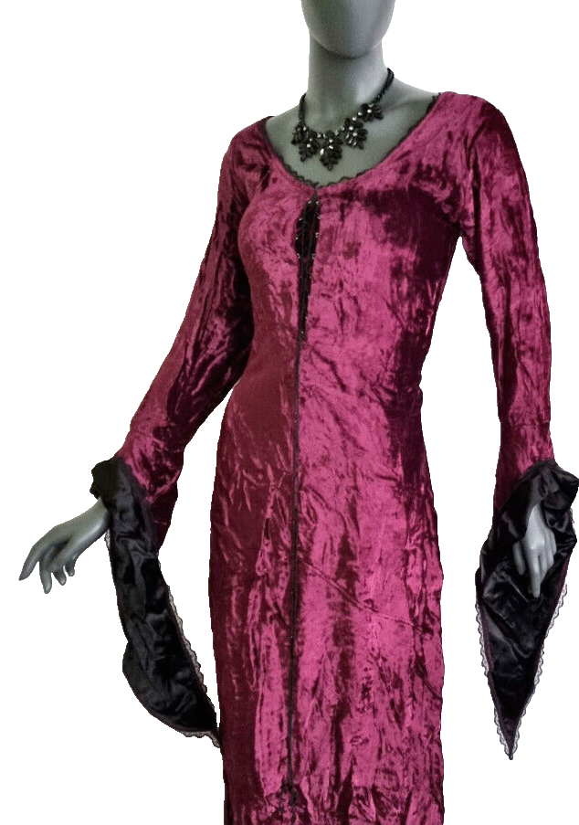 Bäres Zipfel Samtkleid Maxikleid Mittelalter Gothic Witch bordeaux-rot Gr.38/40