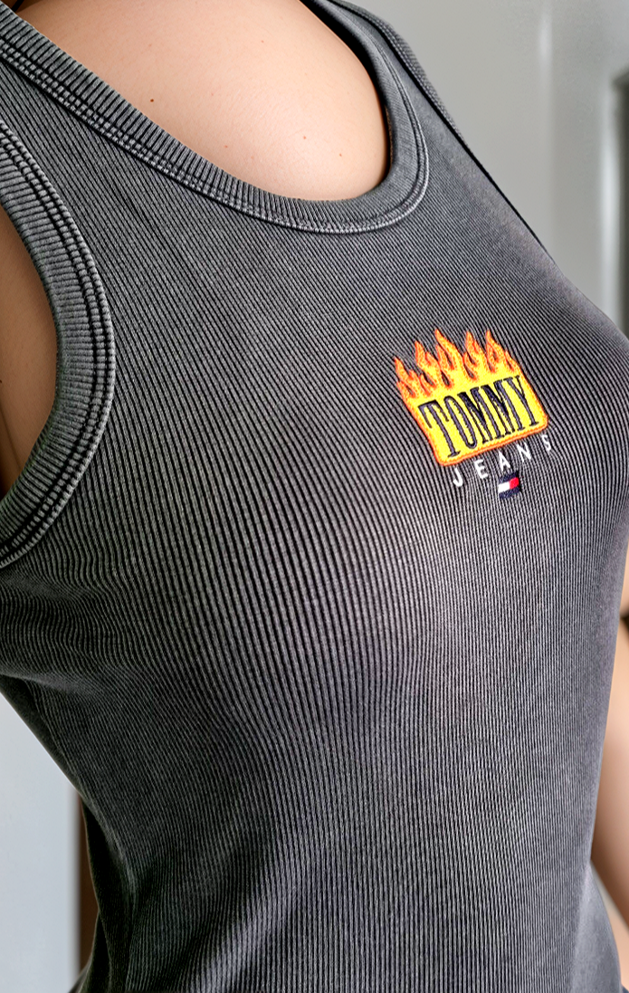 Tommy Jeans Mini Dress Vintage Flame Rib Dress dunkelgrau Gr. L/38-40