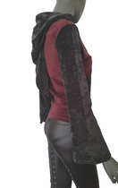 Zeige Bild Gugel Nickisweater Vintage Gothic Pixie Larp grau violett-bordeaux Gr.34/36 2