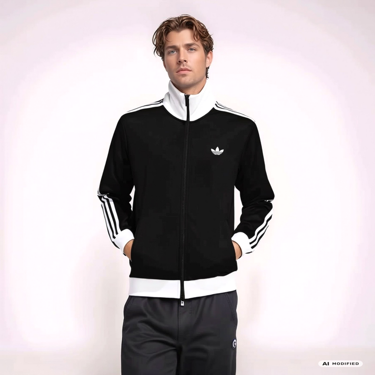 Adidas Originals Classic Track Top Jacke schwarz weiß Gr.M