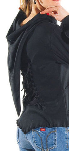 Gugel Zipfel Shirtjacke Schnürung Goa Gothic Medieval Hippie Witch Gr.38-40