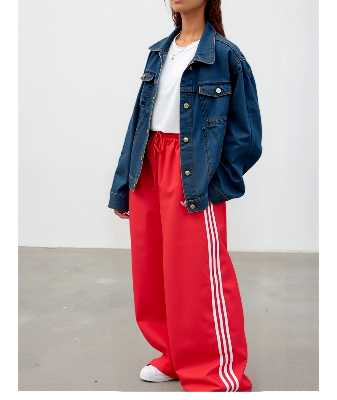 Adidas Firebird Wide Leg oversize Pants light weight rot Gr.M/38-40