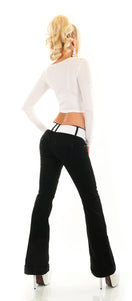 Zeige Bild Redseventy/Stidia Bootcut Flare Jeans + Gürtel Black Denim Schwarz H248 4