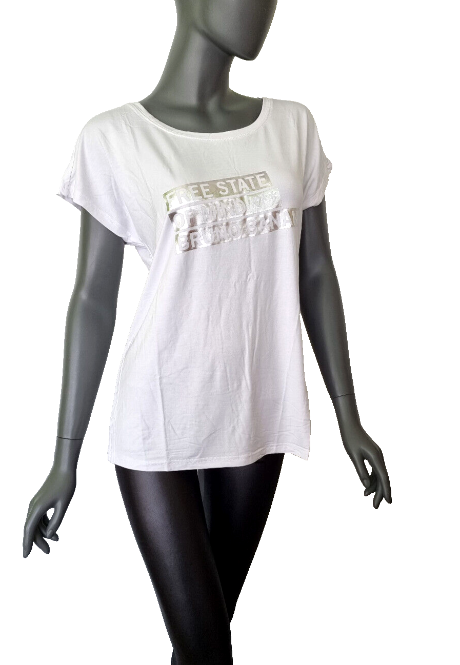 Bruno Banani Longshirt relaxed silver print schneeweiss Gr.38