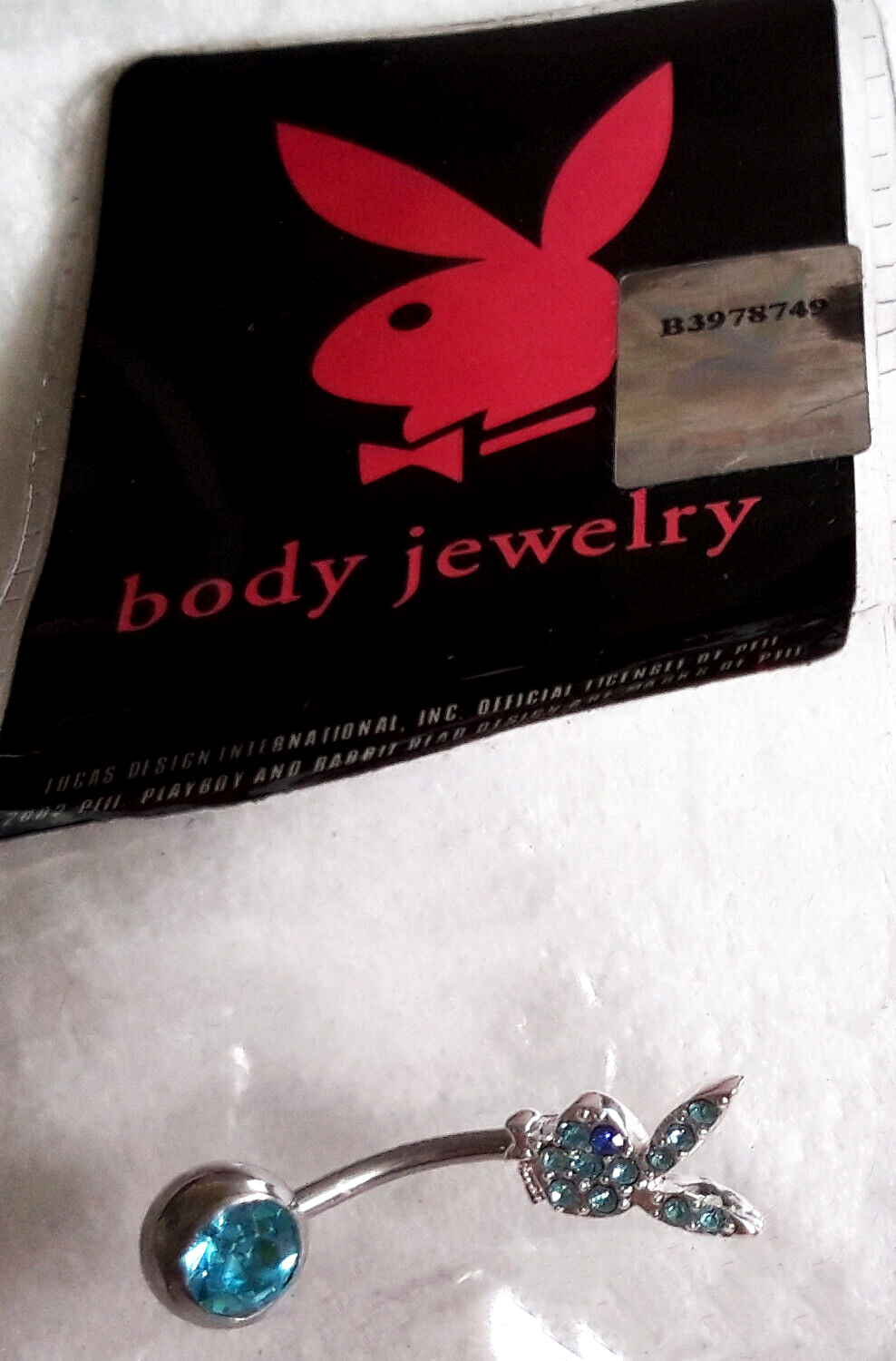 Nabelpiercing original Playboy Bananenstecker Zirkonia blau Chirurgenstahl