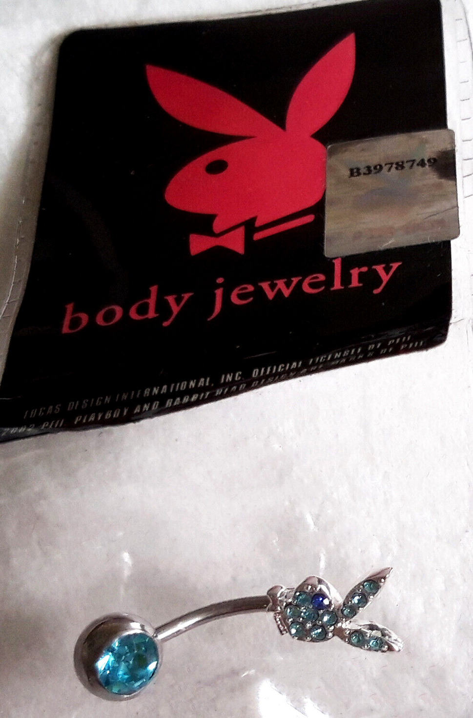 Nabelpiercing original Playboy Bananenstecker Zirkonia blau Chirurgenstahl