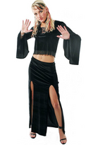 Zeige Bild SamtBluse  Gothic Larp dark Witch Medieval  Spitze bordeaux Glockenärmel 36-40 4