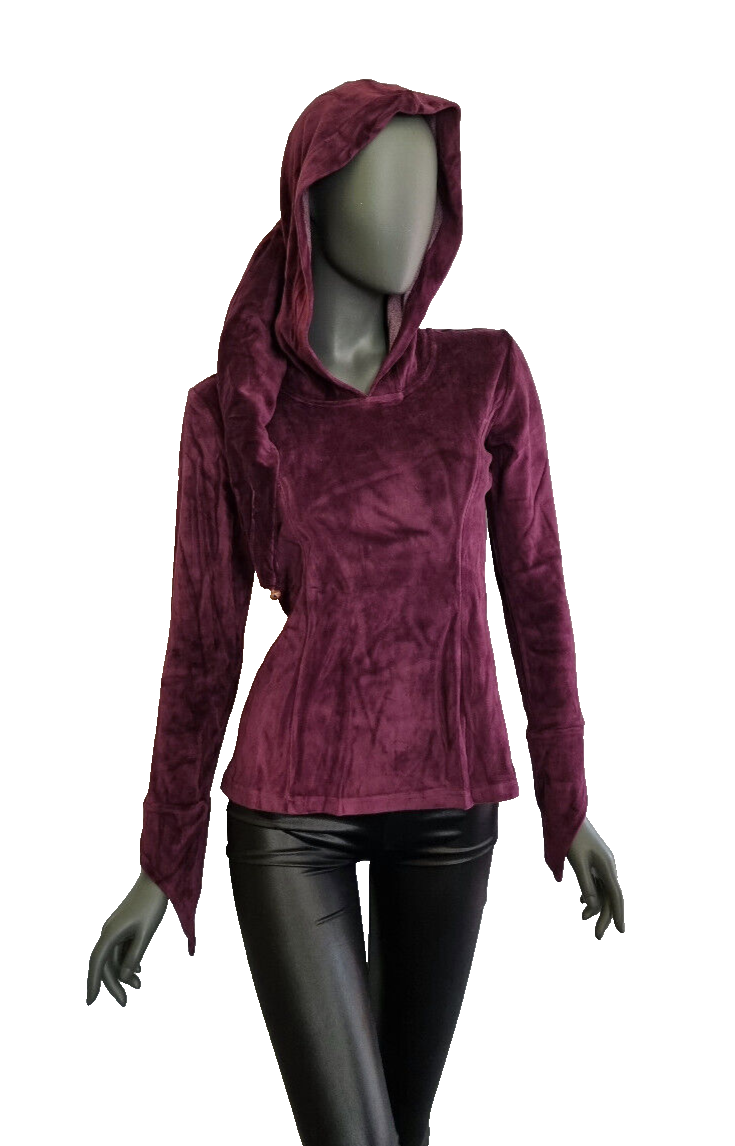 Gugel Nickisweater Medieval Gothic Pixie Larp Rock Schelle Gr.34/36 kleine 38