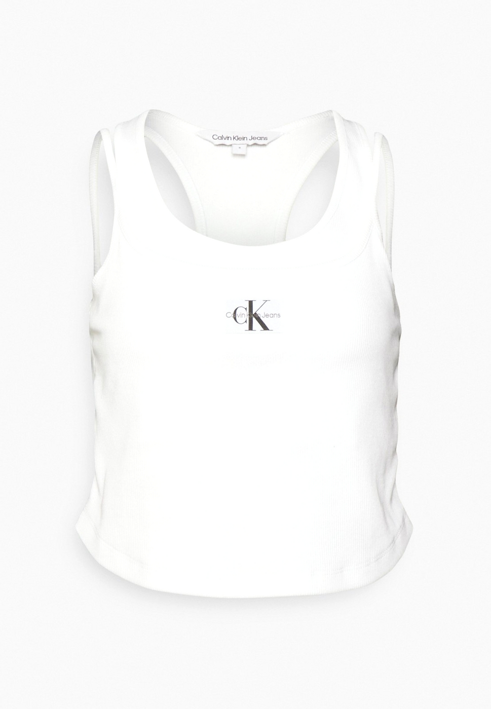 Calvin Klein Badge Rib double Layer Top crop Gr.XXL 42-44