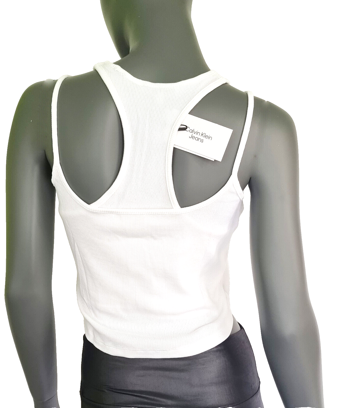 Calvin Klein Badge Rib double Layer Top crop Gr.L