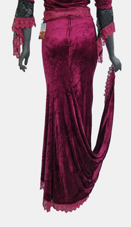 Maxirock Samtrock mit Schleppe Gothic Punk Larp bordeaux/violett Gr.34/36