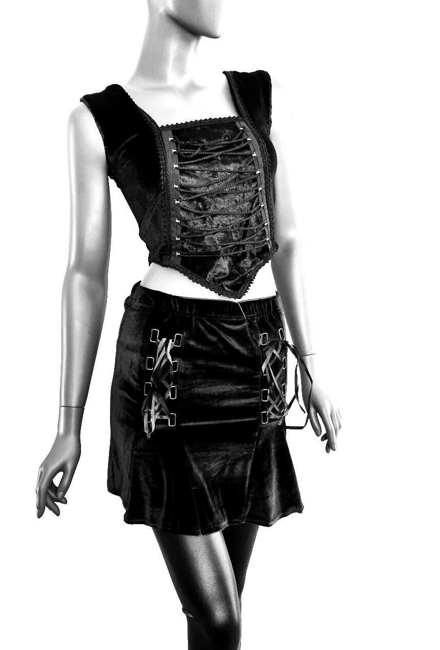 Samttop Miedertop Gothic Larp Witch Medieval Corsagentop Gr. S/M 34/36 kl.38