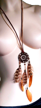 Zeige Bild Sweet Deluxe  Traumfänger Kette mit Federn Boho Hippie Ethno 2