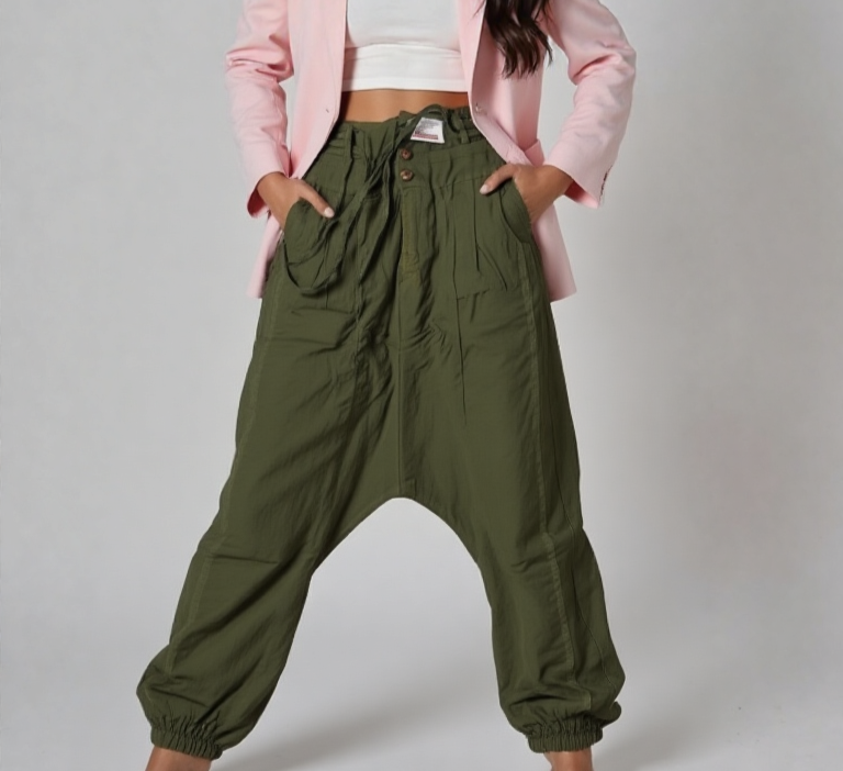 Haremshose Pumphose Aladinhose Pluderhose Yoga Goa Sarouel Baggy grün 40/42 xxl