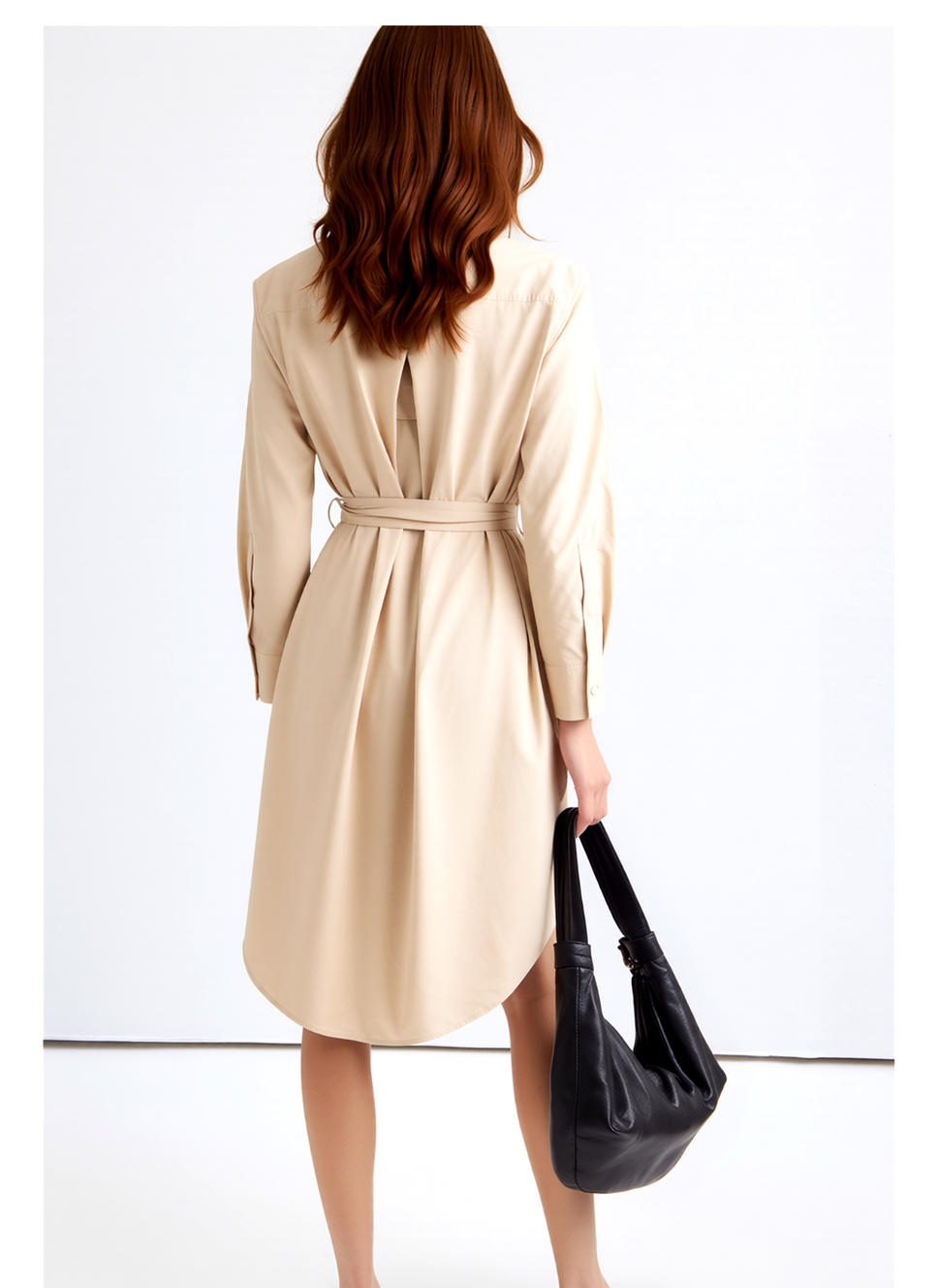 Hugo Boss Hemd-Blusenkleid Delegant hellbeige Gr.34/36