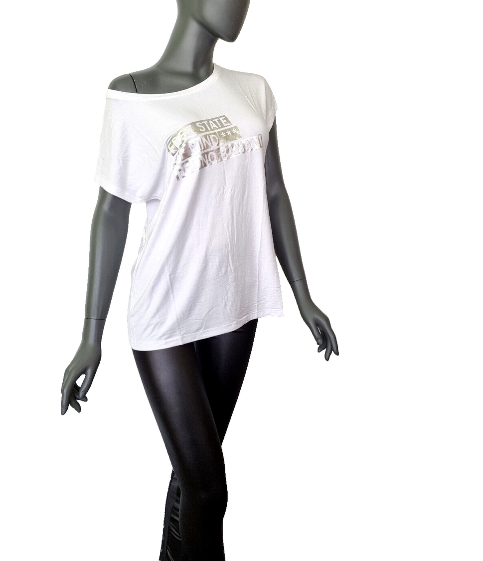 Bruno Banani Longshirt relaxed silver print schneeweiss Gr.40