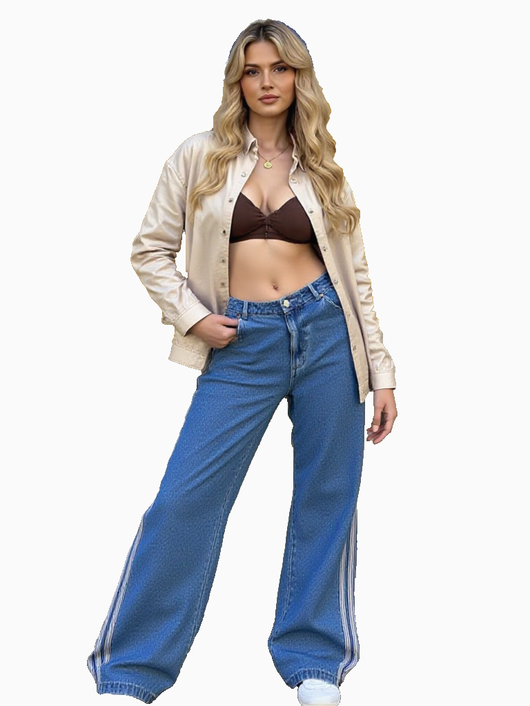 Adidas Wide Leg Jeans loose fit JD2574 blau Gr.W32