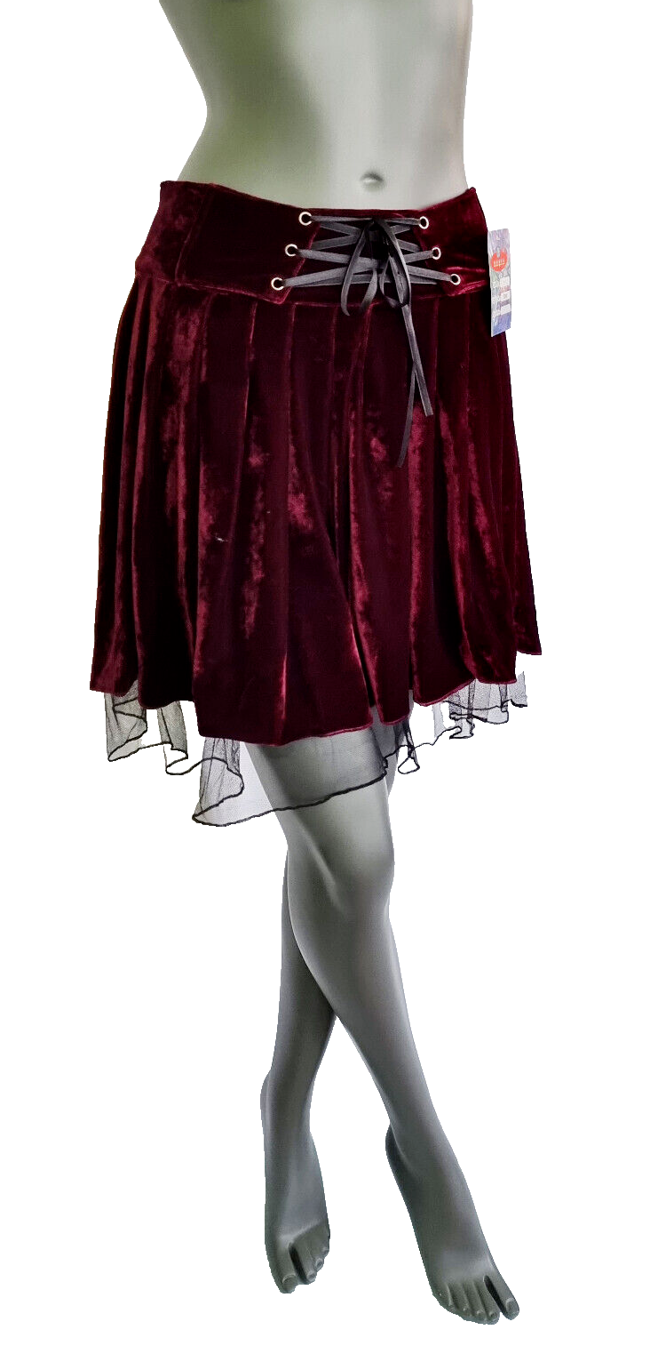 Minirock Samtrock Faltenrock Gothic Punk Rock Pixie Dark  schwarz Gr.42