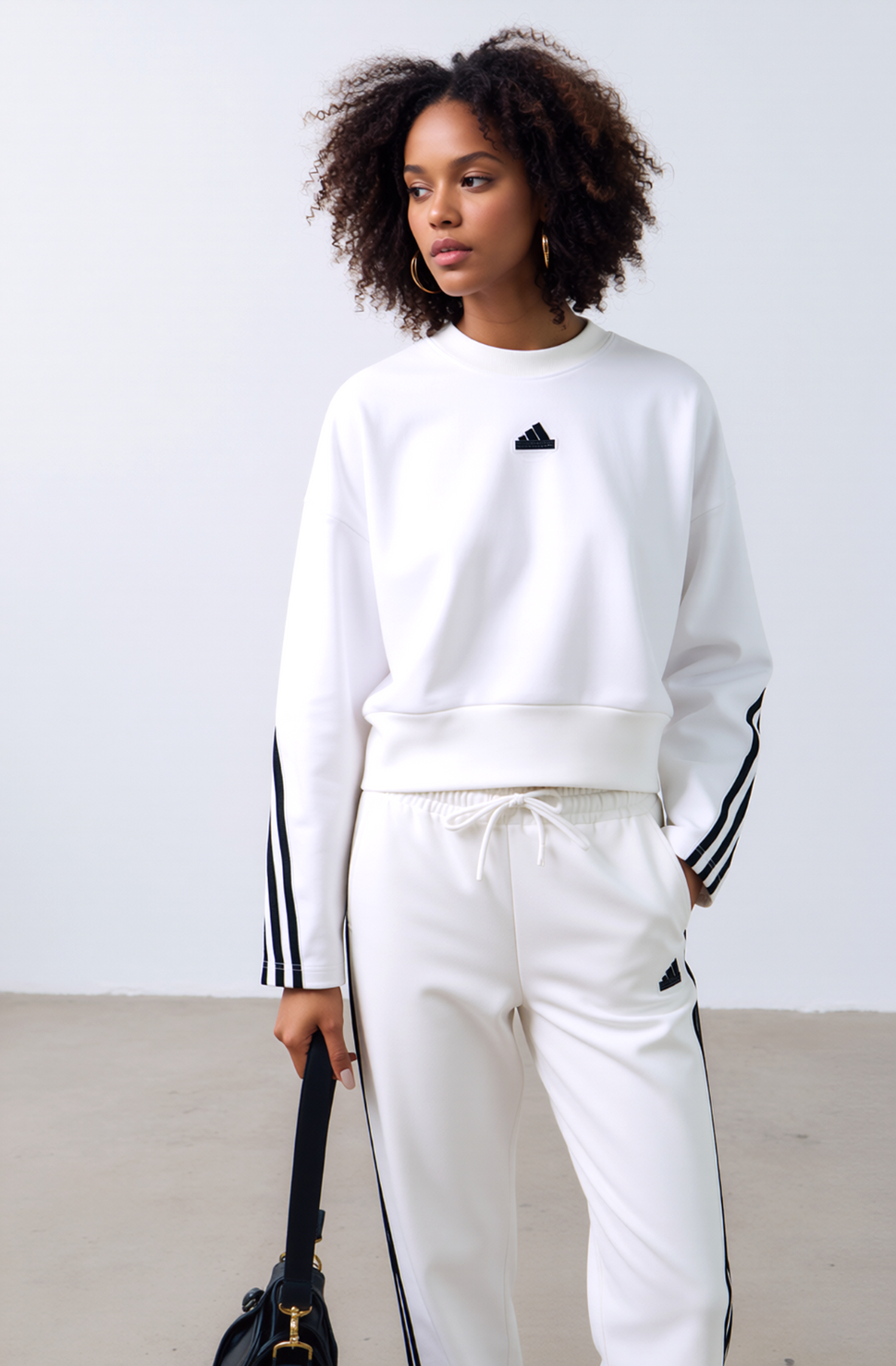 Adidas Sweatshirt crop weiss loose fit Gr.2XL / 48-50