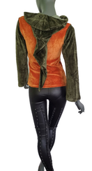 Zeige Bild Gugel Nickisweater Vintage Look Mittelalter Gothic Pixie Larp oliv-oran Gr.34/36 3