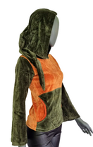 Zeige Bild Gugel Nickisweater Vintage Look Mittelalter Gothic Pixie Larp oliv-oran Gr.34/36 4