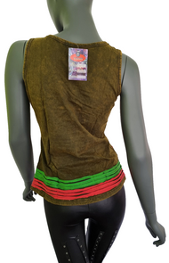 Razor Cut Damen Top Ethno Nepal Flower Hippie Boho Gr. 38/40 onesize