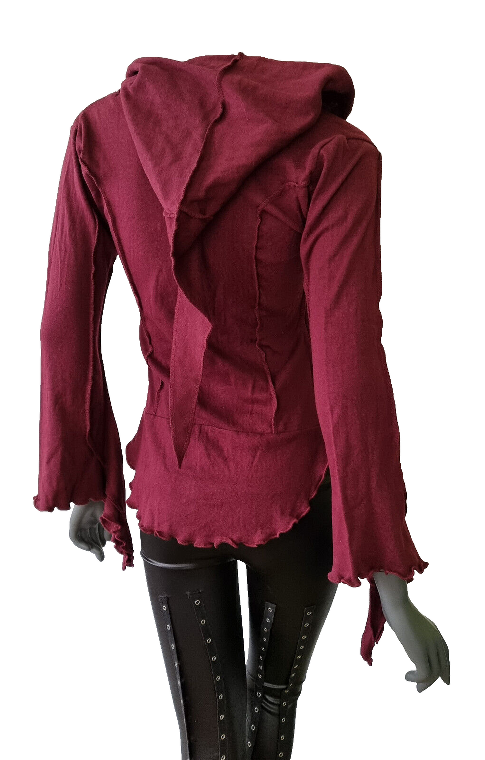 Gugel Shirtjacke Goa Ethno Medieval Hippie bordeaux Gr.34/36